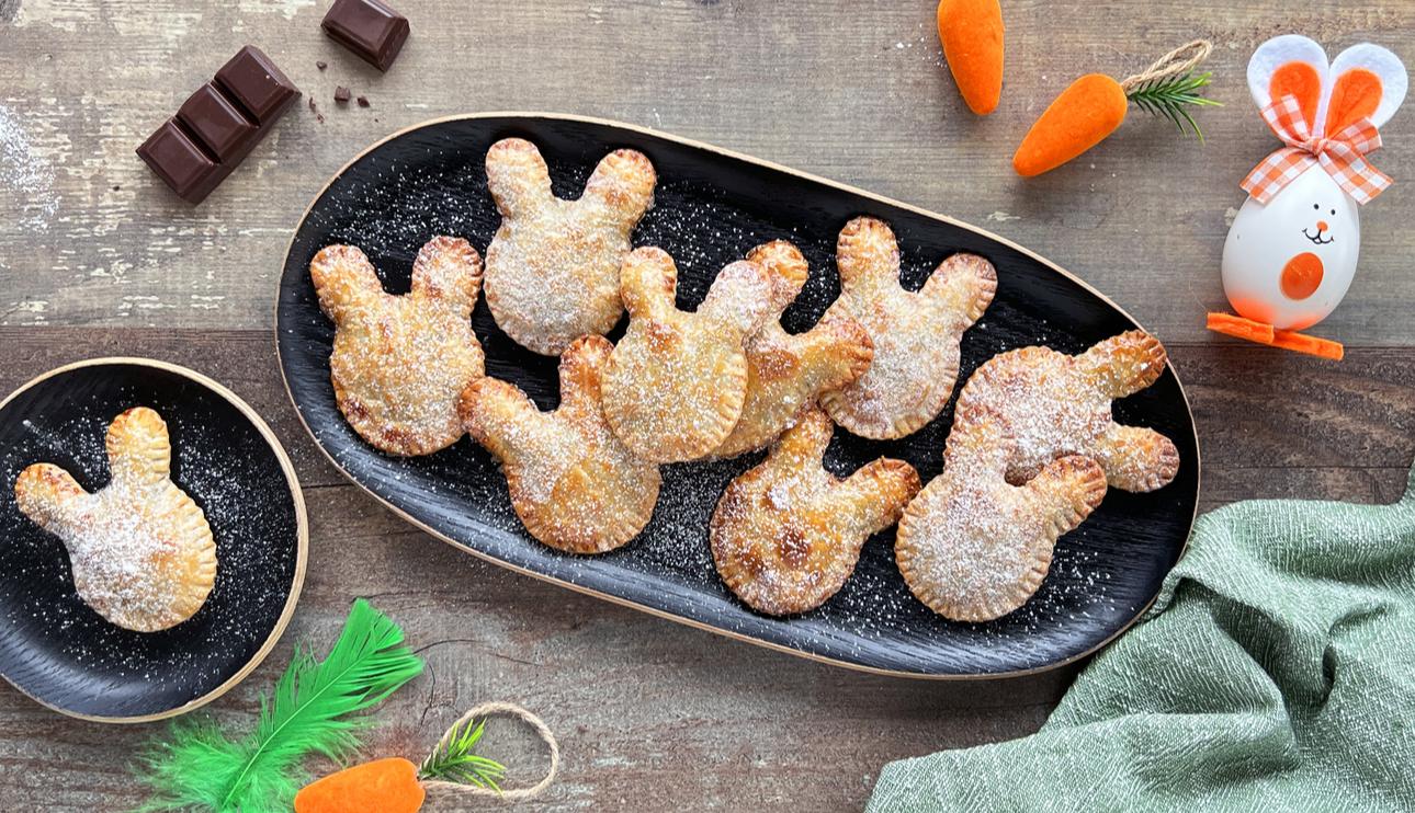 Pastelitos conejo de obleas y chocolate