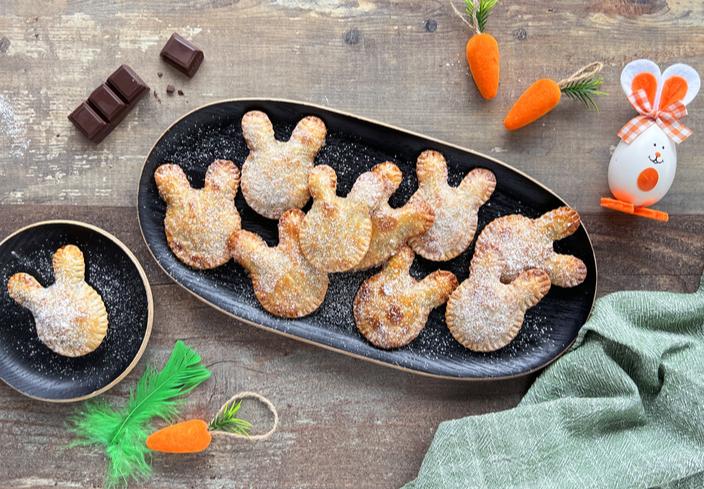 Pastelitos conejo de obleas y chocolate