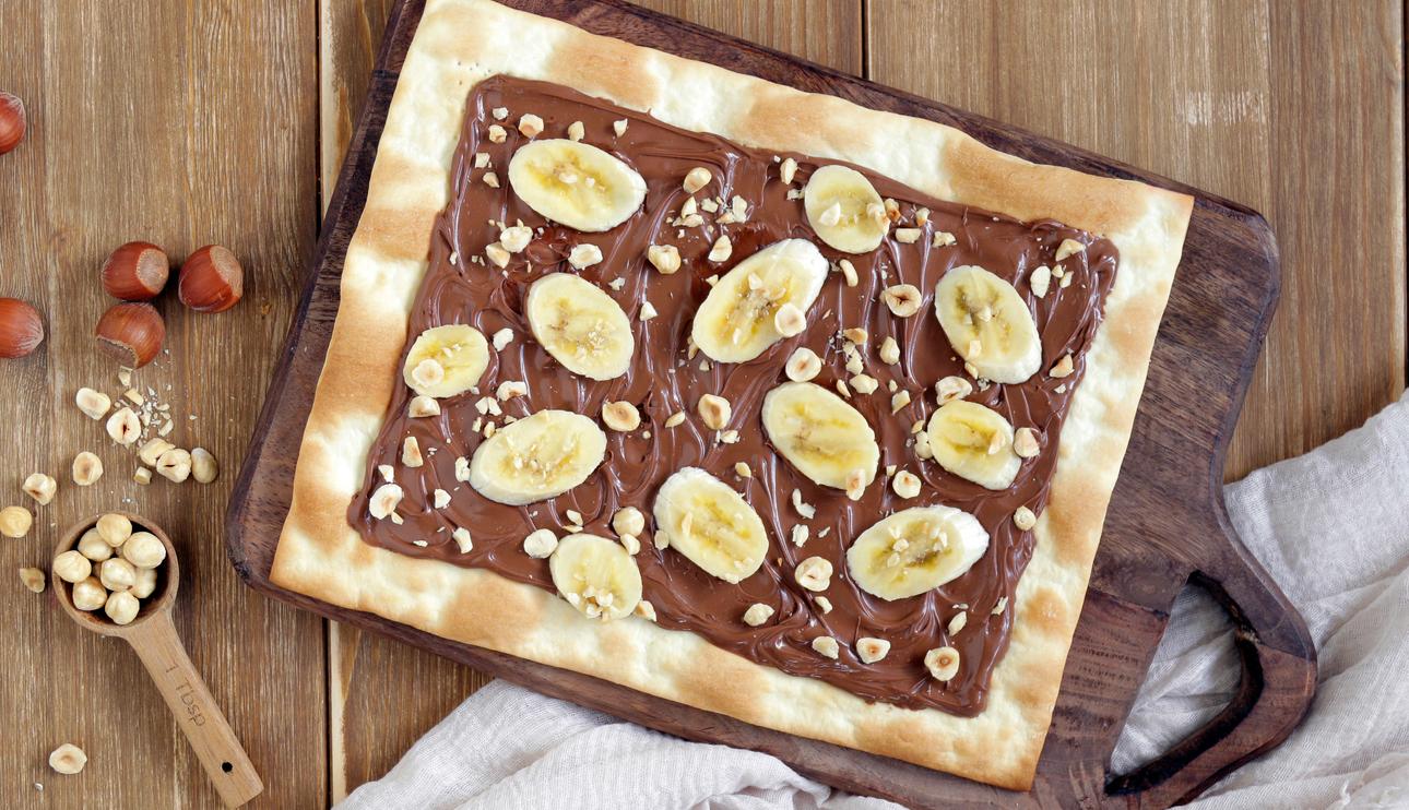 Pizza de chocolate y plátano