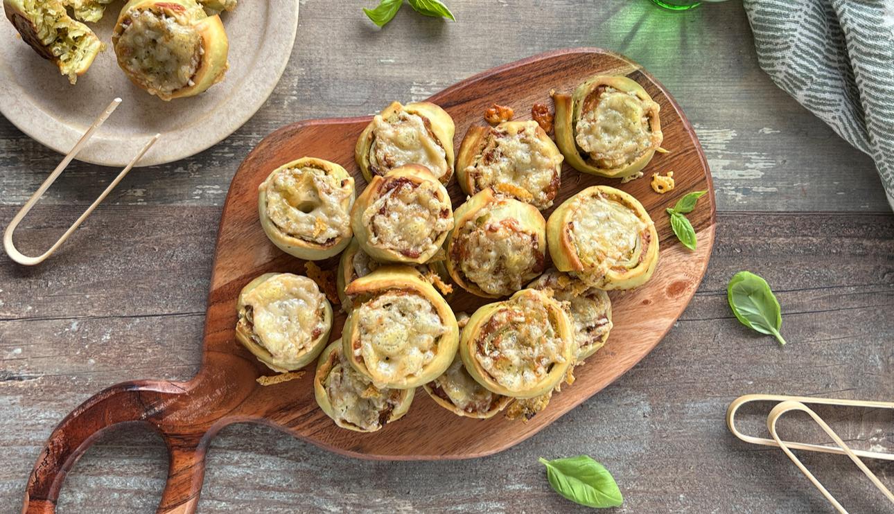 Pizza rolls de pesto