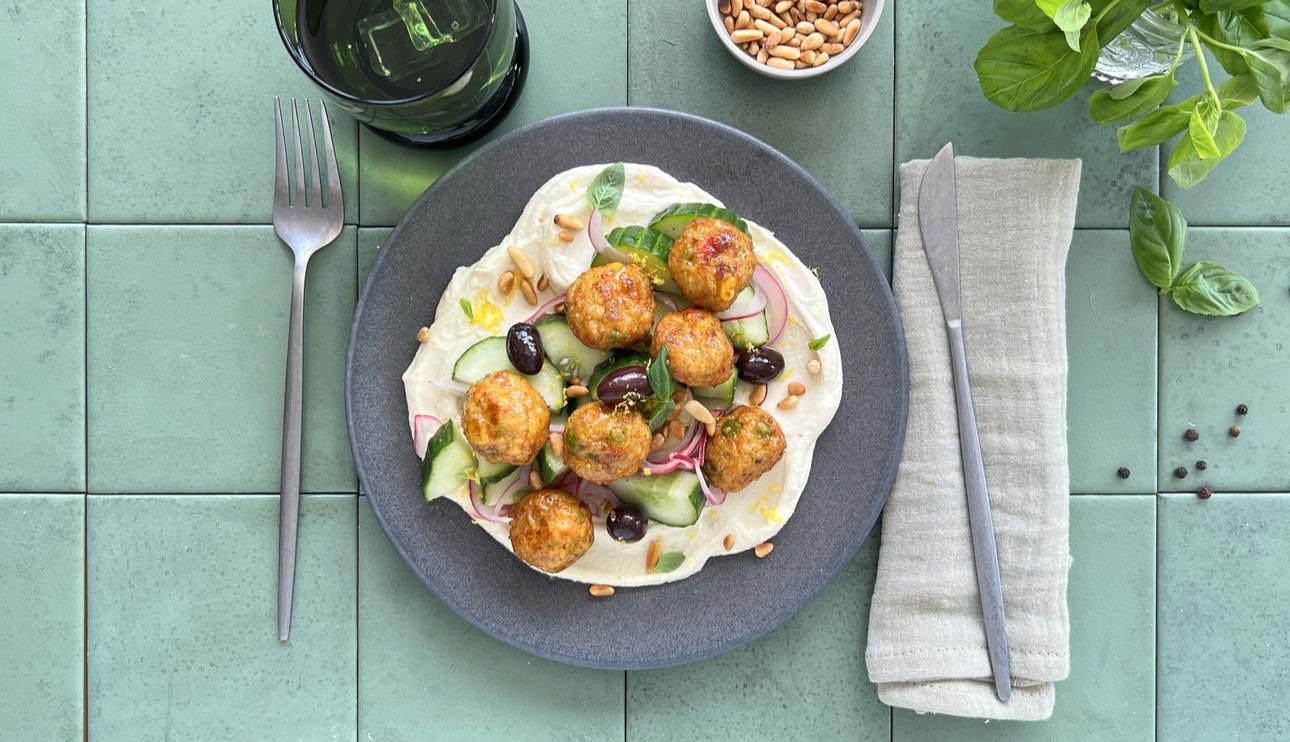 Ensalada fresca con Veggie balls