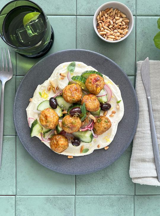 Ensalada fresca con Veggie balls