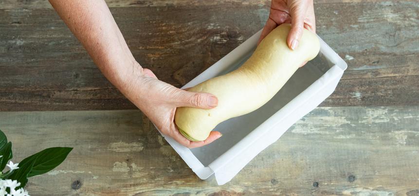 Brioche de chocolate blanco y té matcha