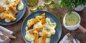 Fischstäbchen mit Soße