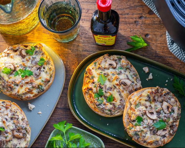Champignon-Pizza Brötchen im Airfryer
