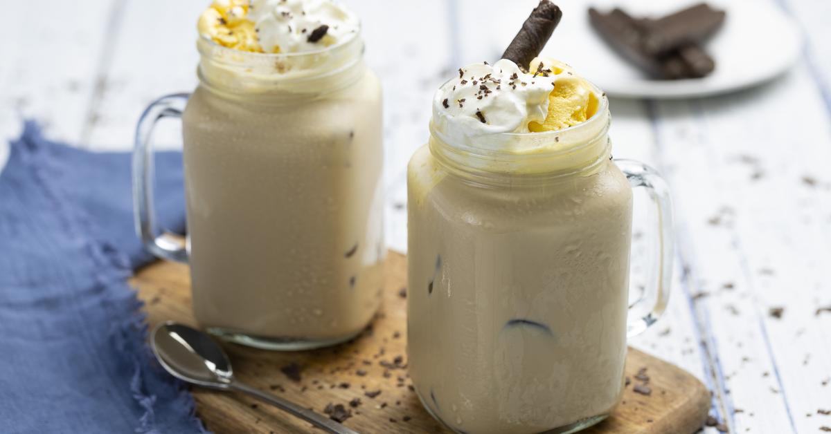 Coffee Affogato Milkshake by Seattle’s Best Coffeeᵀᴹ, with brewed coffee, whipped cream, and vanilla wafers.