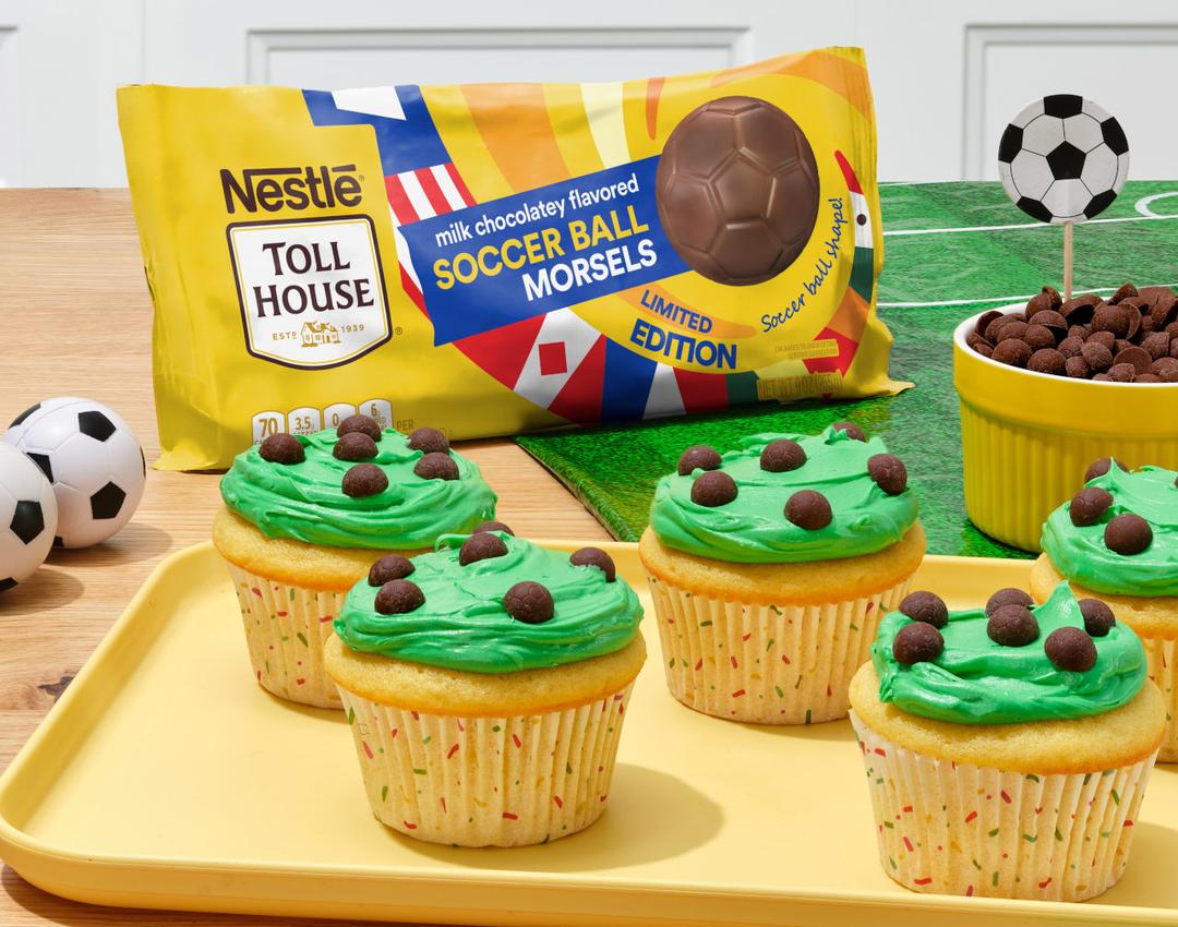 Cupcakes con los colores del equipo de fútbol de Toll House