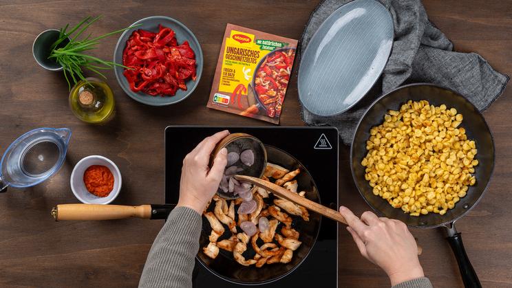 Ungarische Hähnchenpfanne mit Knöpfle