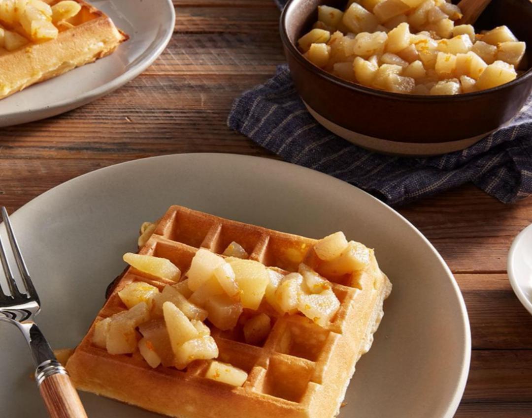 Gingerbread Waffles with Griddled Pears Recipe