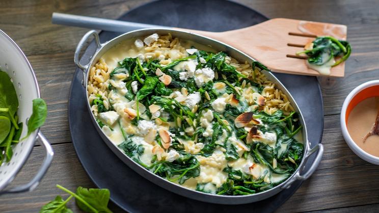 Reisnudeln mit Spinat und Hollandaise