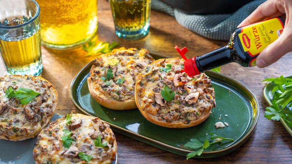 Champignon-Pizza Brötchen im Airfryer