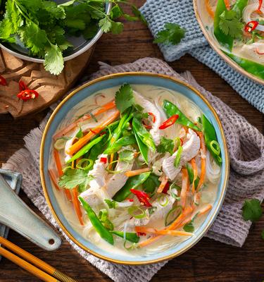 Thai Kokos-Suppe mit Hähnchen