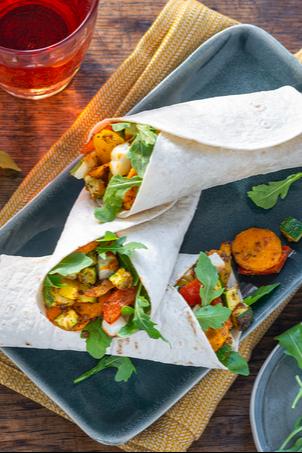 Vegetarische Gemüse-Wraps mit Halloumi im Airfryer