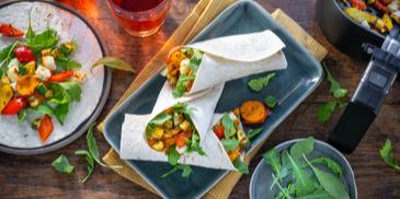 Vegetarische Gemüse-Wraps mit Halloumi im Airfryer