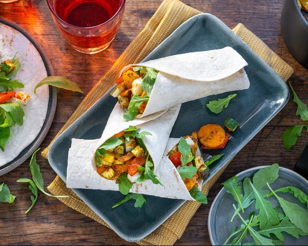 Vegetarische Gemüse-Wraps mit Halloumi im Airfryer