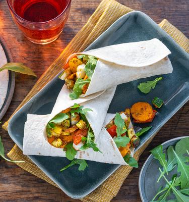 Vegetarische Gemüse-Wraps mit Halloumi im Airfryer