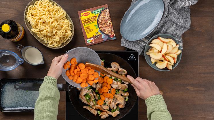 Pfeffer-Rahm-Geschnetzeltes mit Spätzle