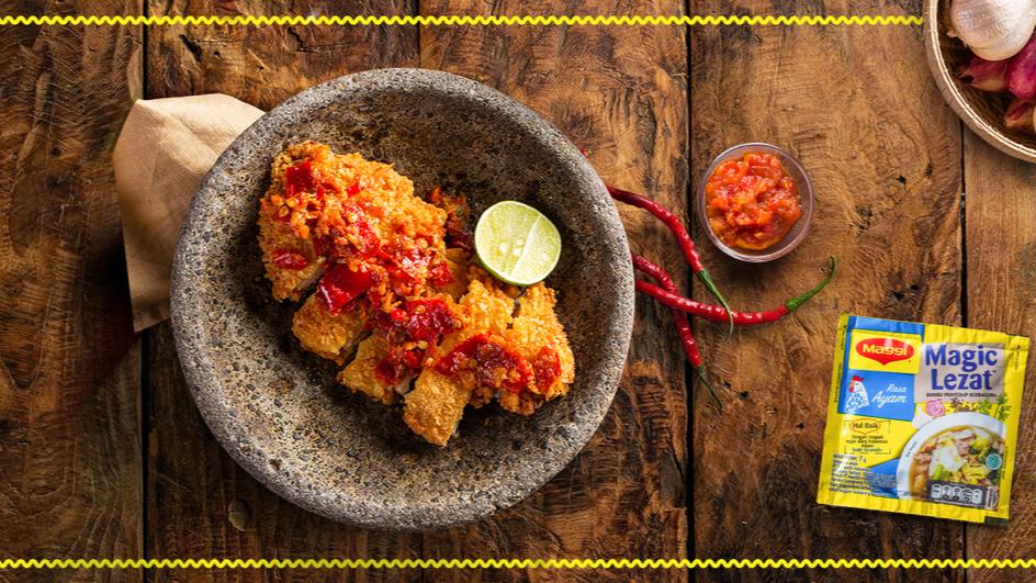 Ayam Katsu Geprek Sambal Bawang