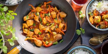 Hähnchen-Pfanne mit Kokosmilch