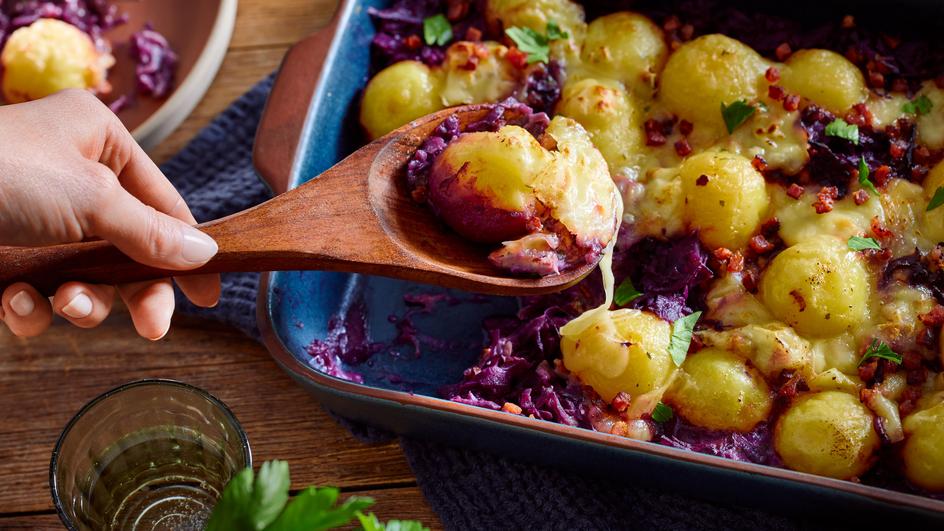 Knödel-Rotkohl-Auflauf