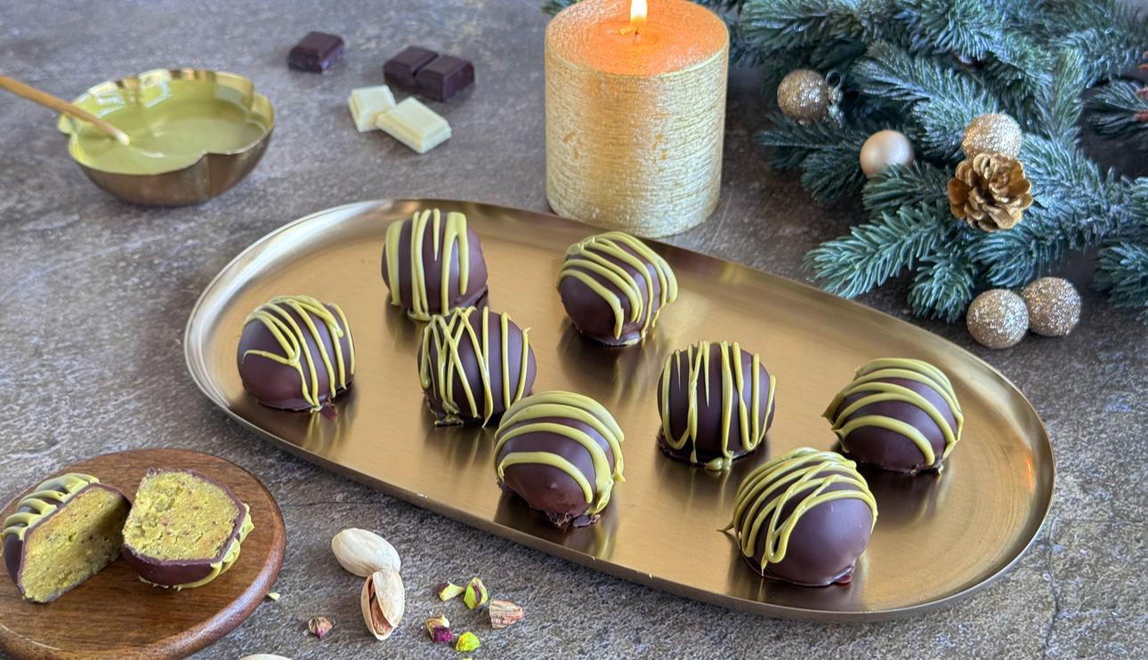 Trufas de chocolate y pistacho
