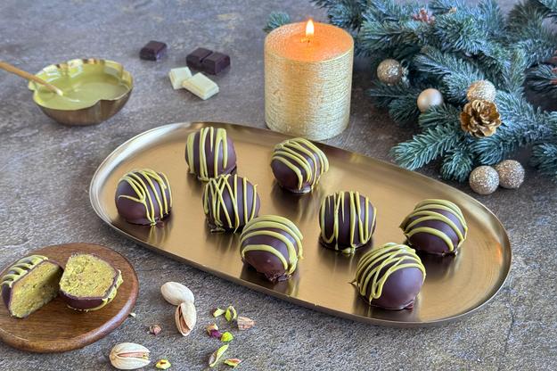 Trufas de chocolate y pistacho