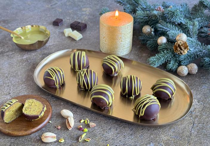 Trufas de chocolate y pistacho