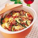Zucchini mit Lamm im Römertopf