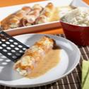 Gratinierte Schinkenröllchen mit Frischkäsefüllung