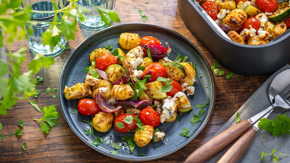 Gnocchi mit Gemüse und Feta in der Heißluftfritteuse