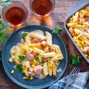 Nudel-Gratin mit Würstchen Rezept