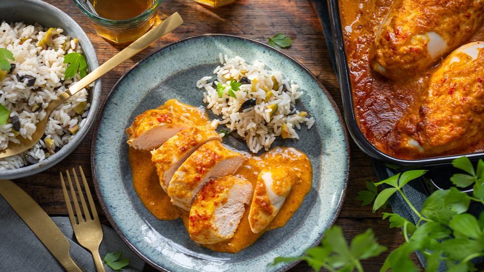 Paprika-Sahne-Hähnchen aus dem Ofen