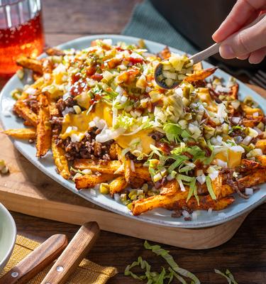 Cheeseburger Loaded Fries im Airfryer