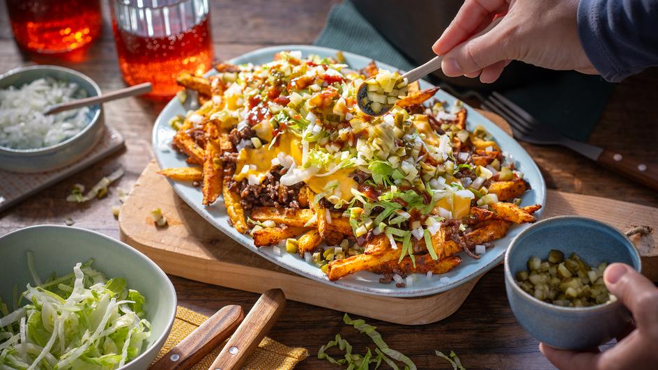 Cheeseburger Loaded Fries im Airfryer