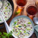 Hackfleisch-Käse-Suppe mit Lauch