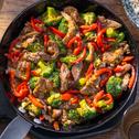 Scharfe Rinder-Gemüse-Pfanne