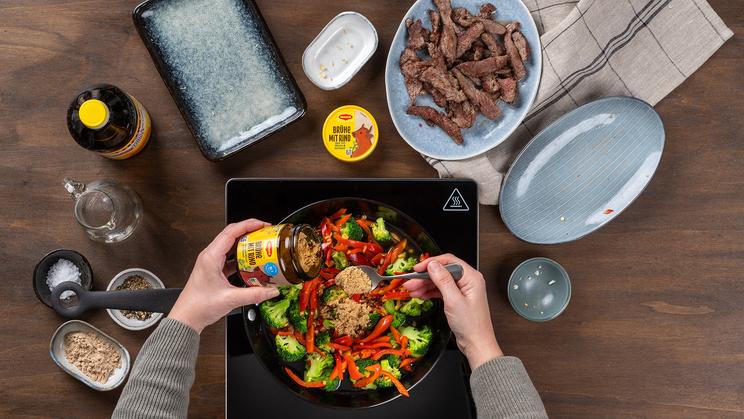 Scharfe Rinder-Gemüse-Pfanne