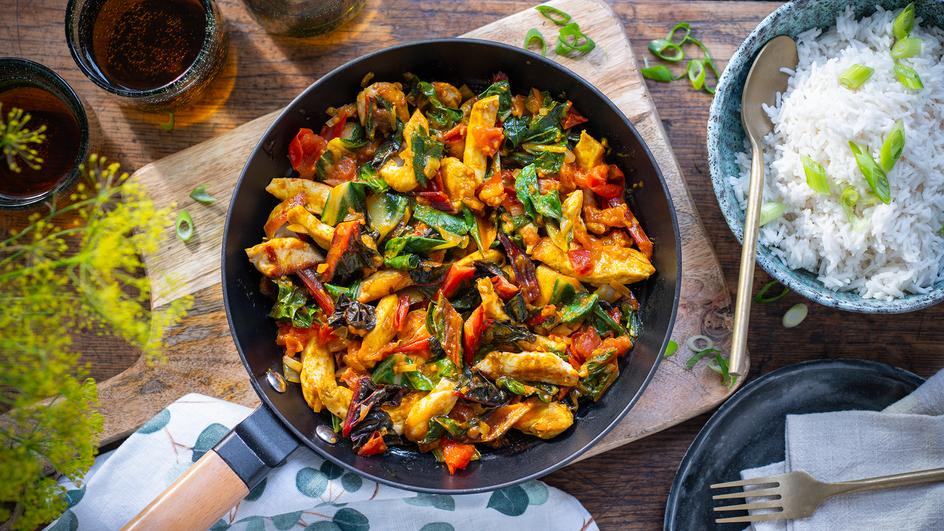 Mangold Curry Hähnchen