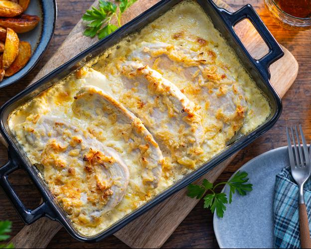 Zwiebelschnitzel aus dem Ofen