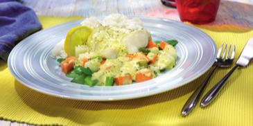 Rotbarsch auf buntem Frühlingsgemüse