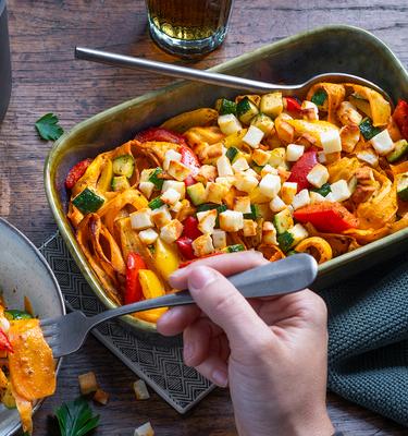 Halloumi mit Gemüse in der Heißluftfritteuse