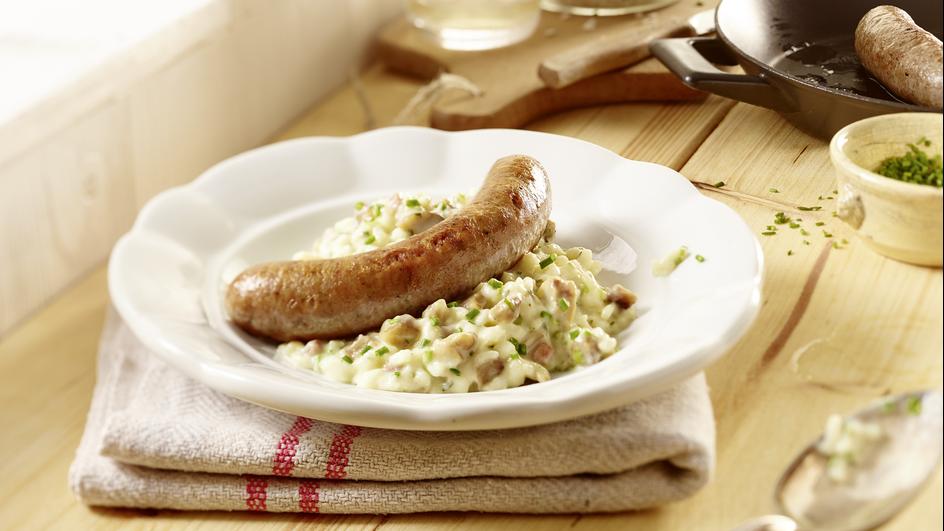 Alpenrisotto mit Bratwurst