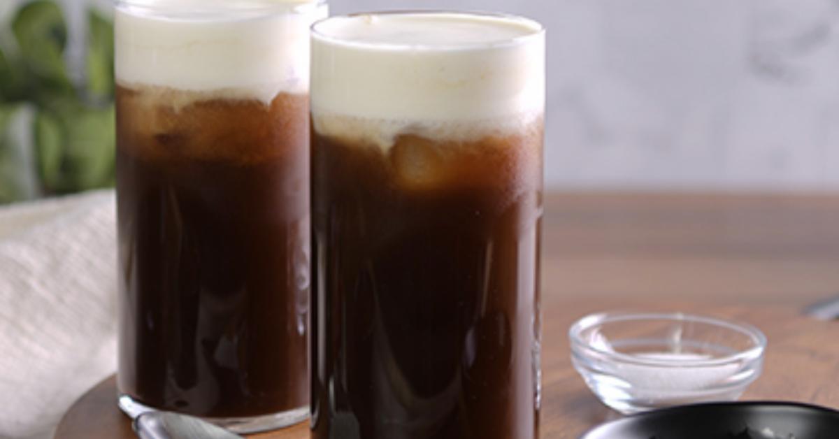 Sea Salt Toffee Iced Coffee with caramel syrup, sugar, and French Vanilla Creamer by Seattle’s Best Coffee™.