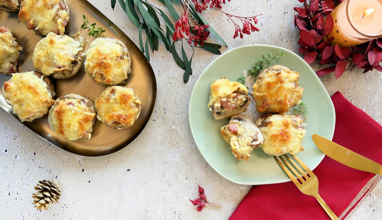 Champiñones rellenos de jamón