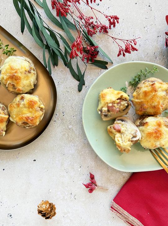 Champiñones rellenos de jamón