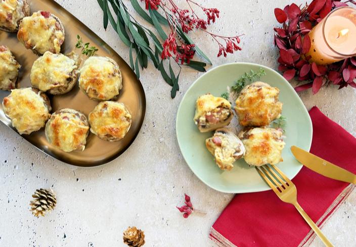 Champiñones rellenos de jamón