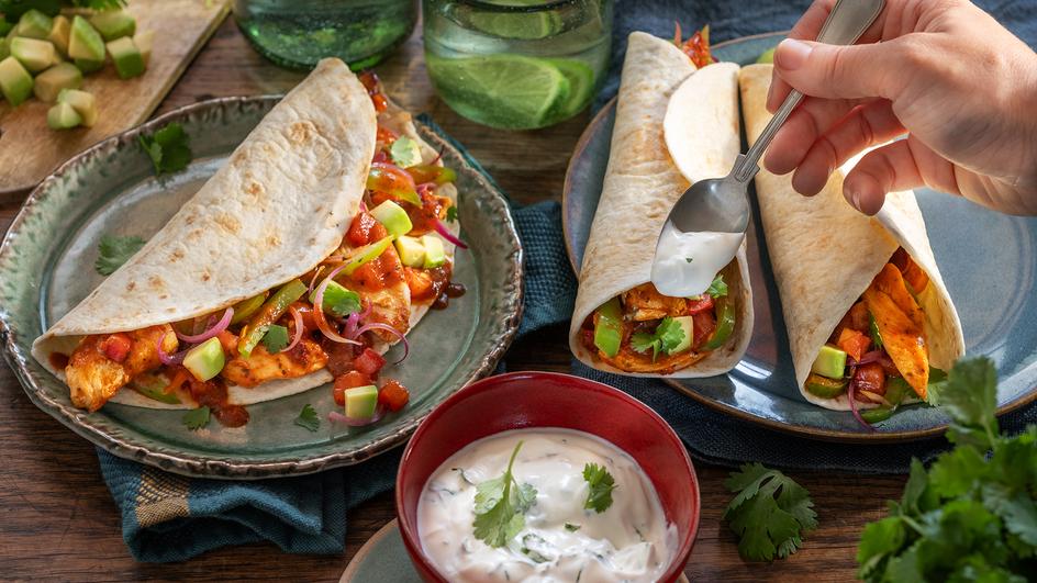 Avocado Hähnchen Fajitas