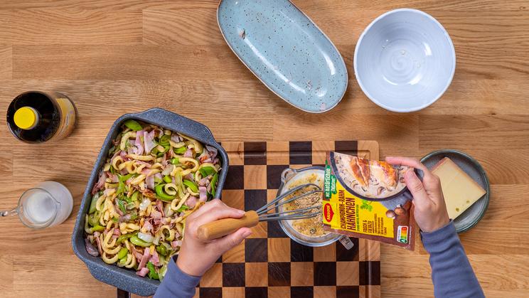 Herzhaftes Spätzle-Lauch-Gratin