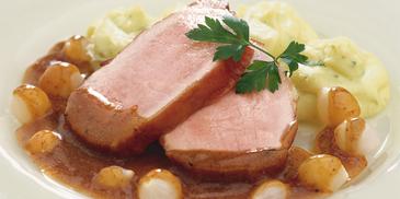 Kasseler in Zwiebel-Senf-Sauce