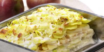 Kartoffel-Gratin mit Lauch und Apfel